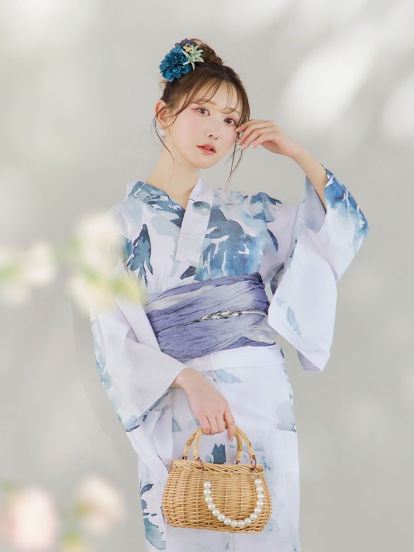 画像7: 【即日発送】グラデーションブルーグリーン浴衣  【浴衣３点セット 浴衣/帯/下駄】[YMT] (7)