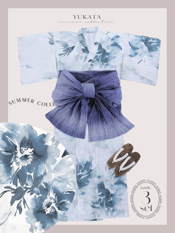 画像28: 【即日発送】グラデーションブルーグリーン浴衣  【浴衣３点セット 浴衣/帯/下駄】[YMT] (28)