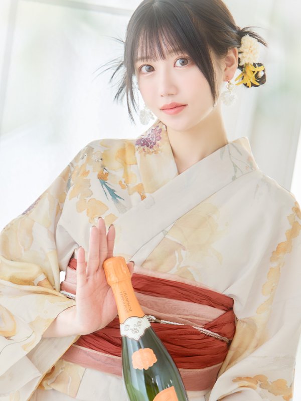 画像15: 【即日発送】イエローベージュフラワー浴衣  【浴衣３点セット 浴衣/帯/下駄】[YMT] (15)