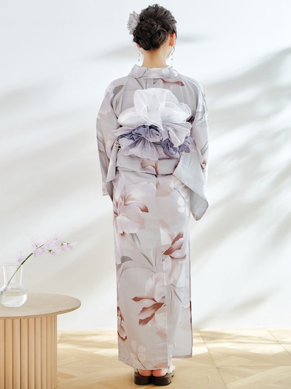 画像15: 【浴衣セール！】【即日発送！】アイシーリリーフラワー浴衣  【浴衣３点セット 浴衣/帯/下駄】[YMT] (15)