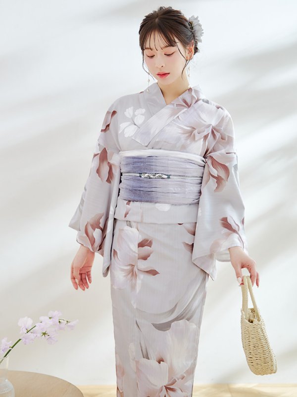 画像7: 【浴衣セール！】【即日発送！】アイシーリリーフラワー浴衣  【浴衣３点セット 浴衣/帯/下駄】[YMT] (7)