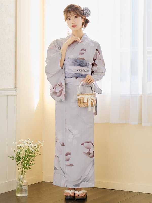 画像10: 【浴衣セール！】【即日発送】アイシーリリーフラワー浴衣  【浴衣３点セット 浴衣/帯/下駄】[YMT] (10)