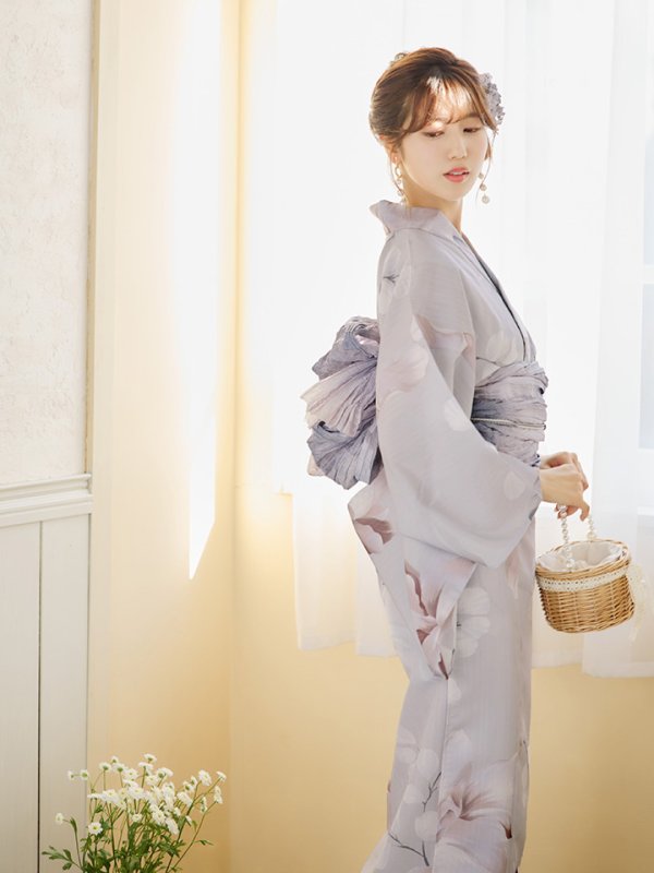 画像5: 【浴衣セール！】【即日発送】アイシーリリーフラワー浴衣  【浴衣３点セット 浴衣/帯/下駄】[YMT] (5)