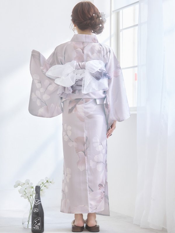 画像19: 【浴衣セール！】【即日発送】アイシーリリーフラワー浴衣  【浴衣３点セット 浴衣/帯/下駄】[OF04] (19)