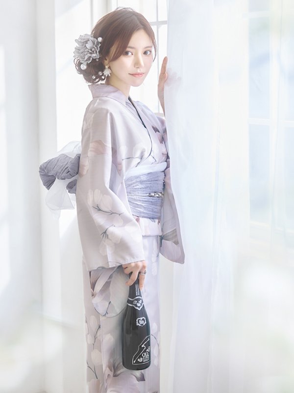 画像9: 【浴衣セール！】【即日発送】アイシーリリーフラワー浴衣  【浴衣３点セット 浴衣/帯/下駄】[OF04] (9)