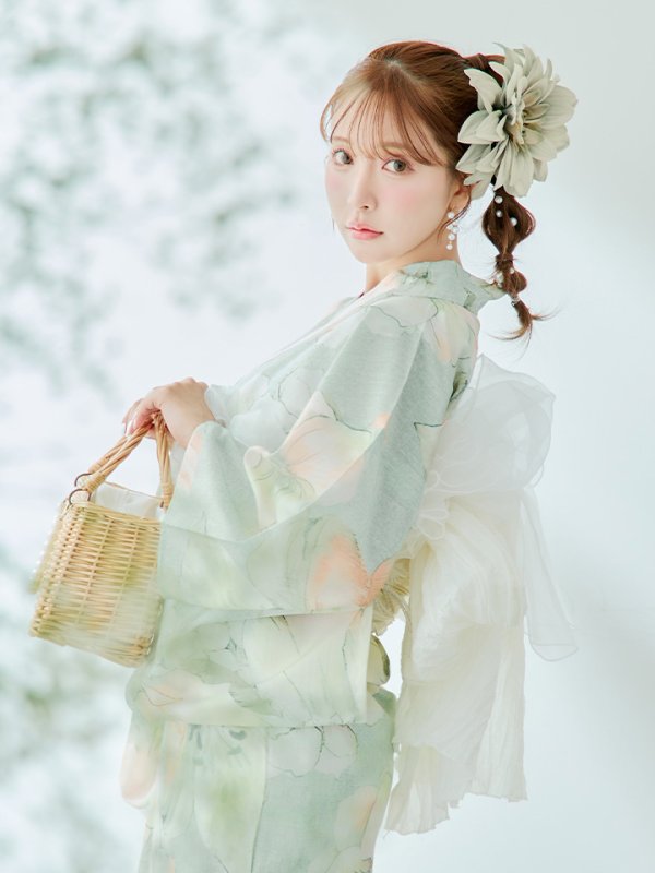 画像20: 【即日発送】アイシーミントフラワー浴衣  【浴衣３点セット 浴衣/帯/下駄】[YMT] (20)