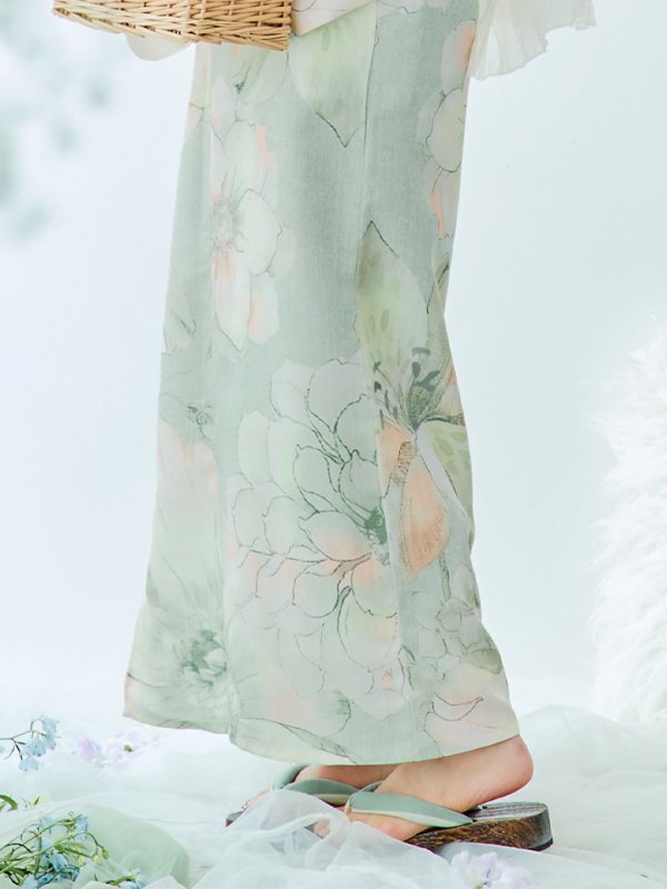 画像24: 【即日発送】アイシーミントフラワー浴衣  【浴衣３点セット 浴衣/帯/下駄】[YMT] (24)