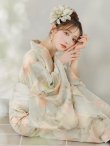 画像1: 【即日発送】アイシーミントフラワー浴衣 OBI-siwa-200-kj-13-OW / HIMO-900-yn-5-IV / HEKO-800-sb-5-W / YA-1082-kj-MI / GETA-01-kj-4-MI/  [YMT] (1)