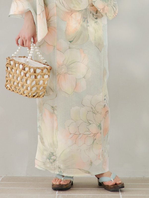 画像21: 【即日発送】アイシーミントフラワー浴衣  【浴衣３点セット 浴衣/帯/下駄】[YMT] (21)