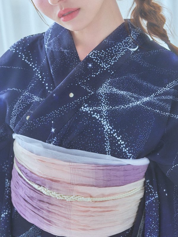 画像17: 【即日発送！】ネイビー夜空浴衣  【浴衣３点セット 浴衣/帯/下駄】[YMT] (17)