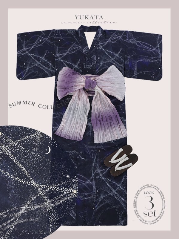 画像23: 【即日発送！】ネイビー夜空浴衣  【浴衣３点セット 浴衣/帯/下駄】[YMT] (23)