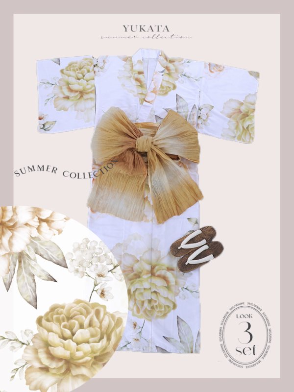 画像26: 【即日発送】アンニュイイエローフラワー浴衣  【浴衣３点セット 浴衣/帯/下駄】[YMT] (26)