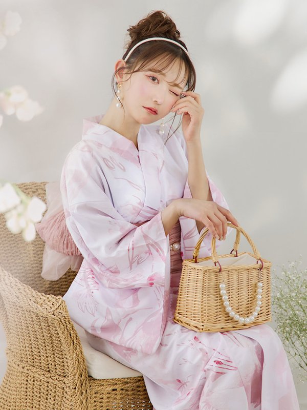 画像16: 【即日発送】ニュアンスピンクフラワー浴衣  【浴衣３点セット 浴衣/帯/下駄】[YMT] (16)