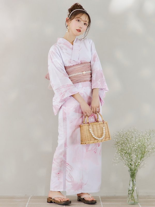 画像18: 【即日発送】ニュアンスピンクフラワー浴衣  【浴衣３点セット 浴衣/帯/下駄】[YMT] (18)