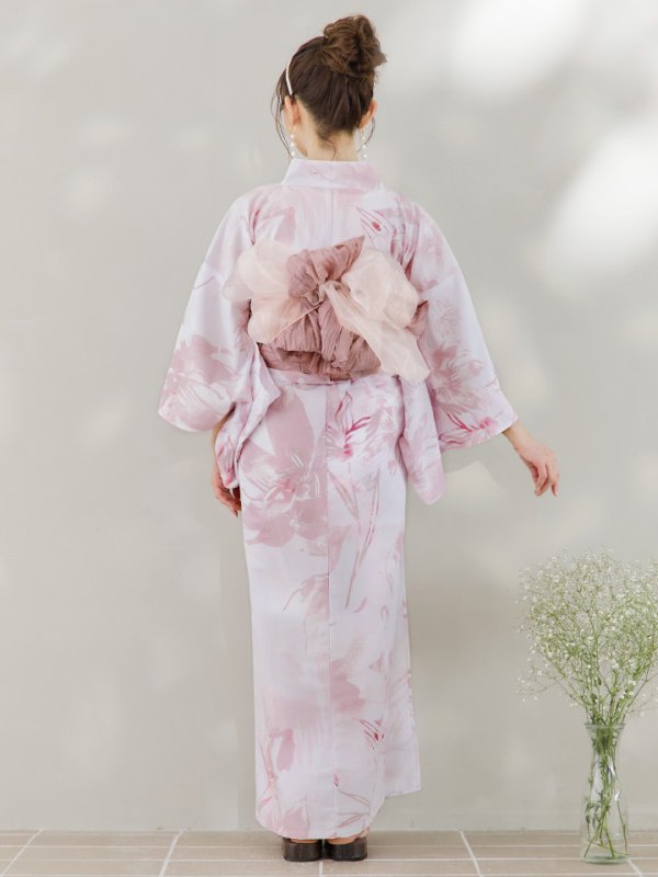 画像21: 【即日発送】ニュアンスピンクフラワー浴衣  【浴衣３点セット 浴衣/帯/下駄】[YMT] (21)