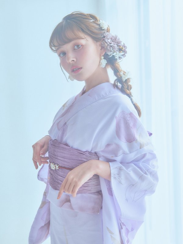 画像10: 【即日発送】アンティークパープルローズ浴衣  【浴衣３点セット 浴衣/帯/下駄】[YMT] (10)