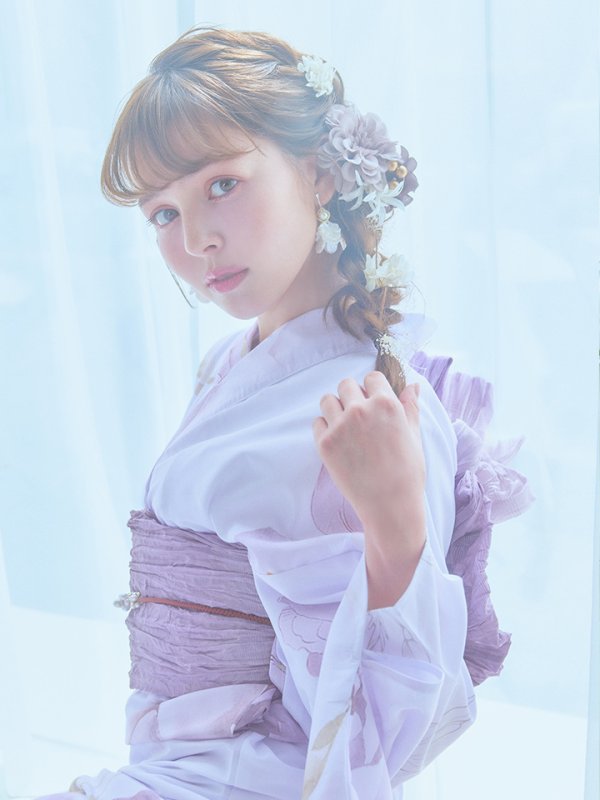 画像14: 【即日発送】アンティークパープルローズ浴衣  【浴衣３点セット 浴衣/帯/下駄】[YMT] (14)