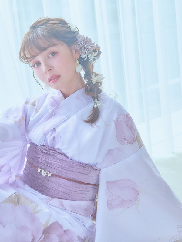 画像17: 【即日発送】アンティークパープルローズ浴衣  【浴衣３点セット 浴衣/帯/下駄】[YMT] (17)