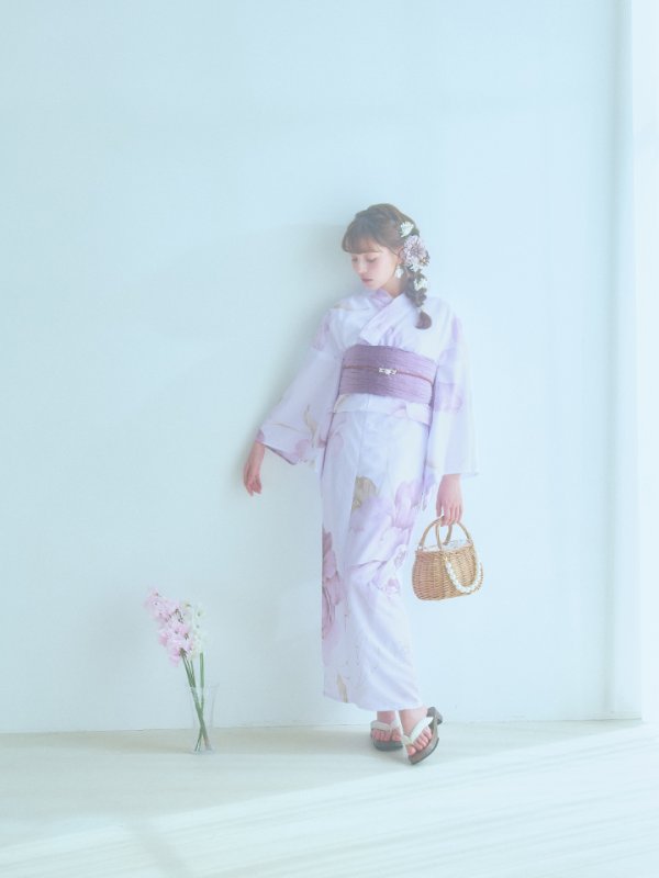 画像6: 【即日発送】アンティークパープルローズ浴衣  【浴衣３点セット 浴衣/帯/下駄】[YMT] (6)