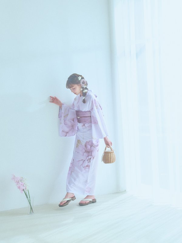 画像7: 【即日発送】アンティークパープルローズ浴衣  【浴衣３点セット 浴衣/帯/下駄】[YMT] (7)