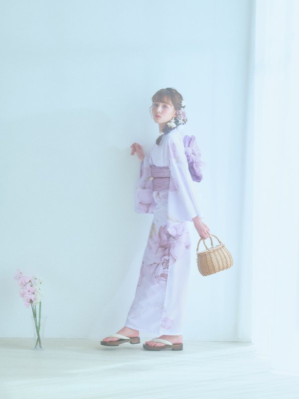 画像8: 【即日発送】アンティークパープルローズ浴衣  【浴衣３点セット 浴衣/帯/下駄】[YMT] (8)