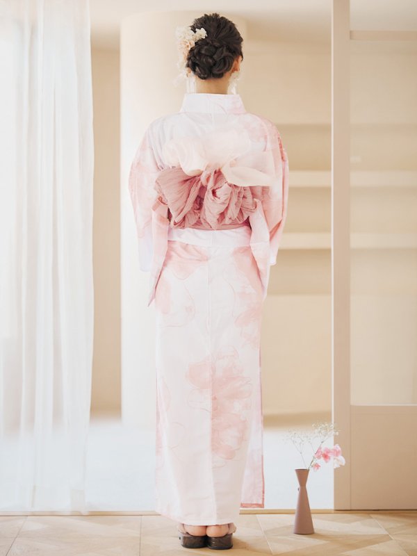画像17: 【即日発送】ニュアンスピンクフラワー浴衣  【浴衣３点セット 浴衣/帯/下駄】[YMT] (17)