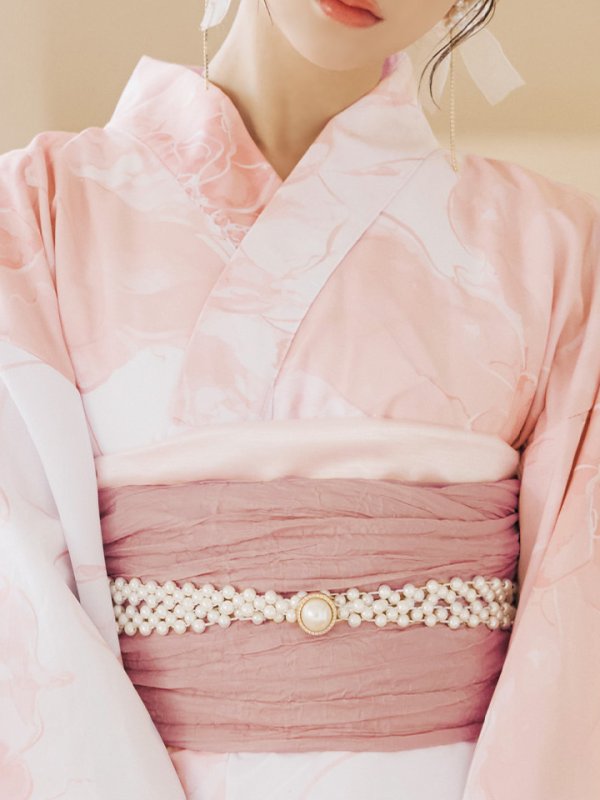 画像18: 【即日発送】ニュアンスピンクフラワー浴衣  【浴衣３点セット 浴衣/帯/下駄】[YMT] (18)