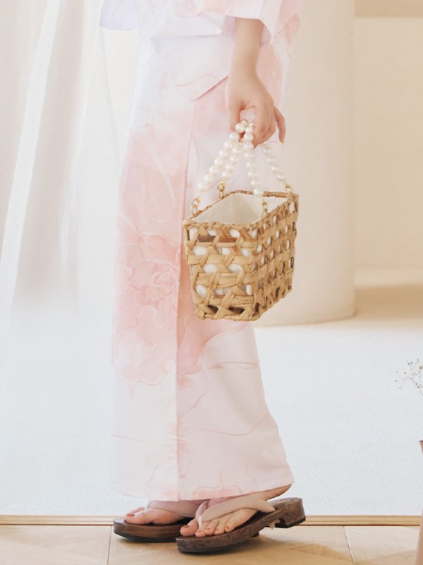 画像19: 【即日発送】ニュアンスピンクフラワー浴衣  【浴衣３点セット 浴衣/帯/下駄】[YMT] (19)