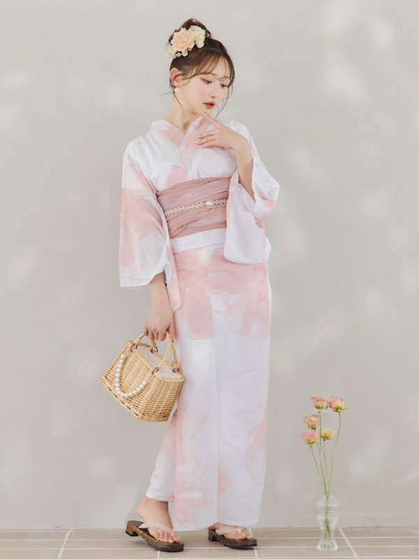 画像17: 【即日発送】ニュアンスピンクフラワー浴衣  【浴衣３点セット 浴衣/帯/下駄】[YMT] (17)