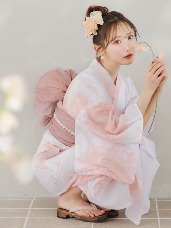 Jewels 浴衣 アンティークフラワーピンク ♡ 5点 セット 即日発送】ニュアンスピンクフラワー浴衣 【浴衣3点セット 浴衣