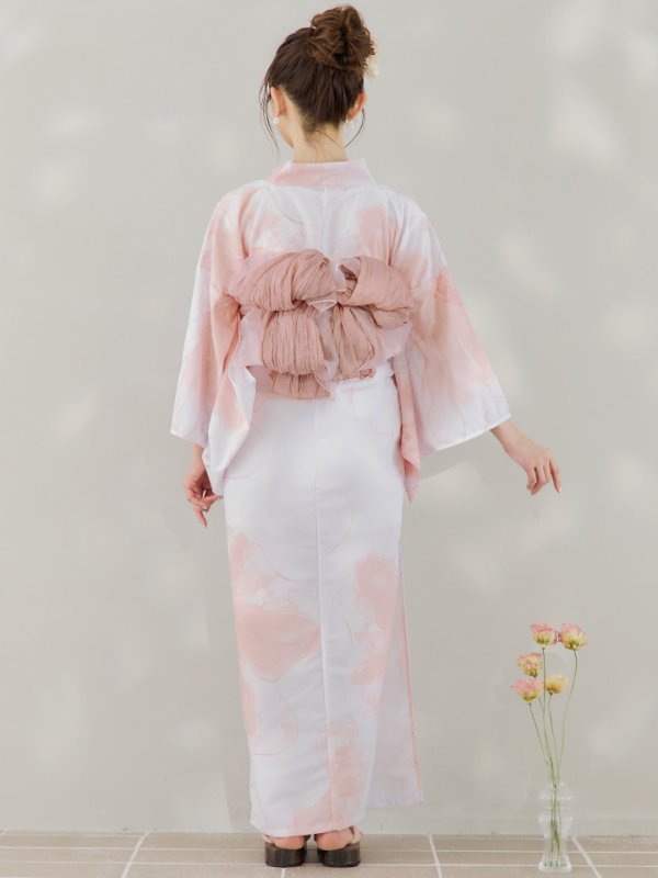 画像21: 【即日発送】ニュアンスピンクフラワー浴衣  【浴衣３点セット 浴衣/帯/下駄】[YMT] (21)