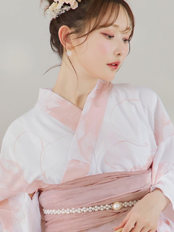 画像22: 【即日発送】ニュアンスピンクフラワー浴衣  【浴衣３点セット 浴衣/帯/下駄】[YMT] (22)