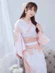 画像1: 【即日発送】ニュアンスピンクフラワー浴衣  【浴衣３点セット 浴衣/帯/下駄】OBI-siwa-200-kj-8-P / HIMO-903-kj-W / HEKO-800-sb-4-P / YA-74-kn-LP / YA-1081-kj-IV / GETA-01-kj-7-P [YMT] (1)