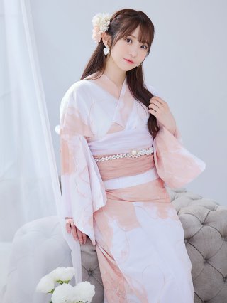即日発送】ブルーグレイニュアンスフラワー浴衣 【浴衣3点