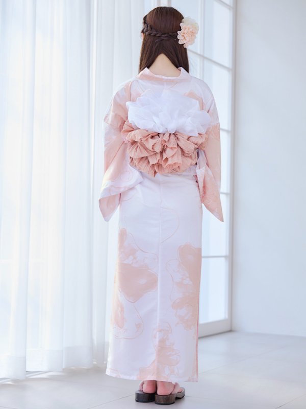 画像17: 【即日発送】ニュアンスピンクフラワー浴衣  【浴衣３点セット 浴衣/帯/下駄】[OF04] (17)