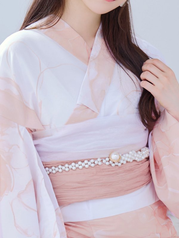 画像18: 【即日発送】ニュアンスピンクフラワー浴衣  【浴衣３点セット 浴衣/帯/下駄】[OF04] (18)