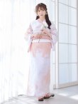 画像2: 【即日発送】ニュアンスピンクフラワー浴衣  【浴衣３点セット 浴衣/帯/下駄】OBI-siwa-200-kj-8-P / HIMO-903-kj-W / HEKO-800-sb-4-P / YA-74-kn-LP / YA-1081-kj-IV / GETA-01-kj-7-P [YMT] (2)
