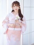 画像8: 【即日発送】ニュアンスピンクフラワー浴衣  【浴衣３点セット 浴衣/帯/下駄】OBI-siwa-200-kj-8-P / HIMO-903-kj-W / HEKO-800-sb-4-P / YA-74-kn-LP / YA-1081-kj-IV / GETA-01-kj-7-P [YMT] (8)