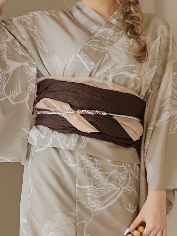 画像20: 【即日発送】ニュアンスフラワーベージュ浴衣  【浴衣３点セット 浴衣/帯/下駄】[YMT] (20)