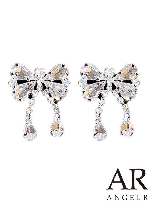 画像1: 【アクセサリー：ピアス】【ANGEL R/エンジェルアール】リボンモチーフビジューピアス[OF02] (1)