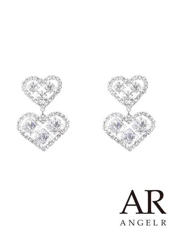 画像1: 【アクセサリー：ピアス】【ANGEL R/エンジェルアール】ダブルハートイヤリング[OF02] (1)