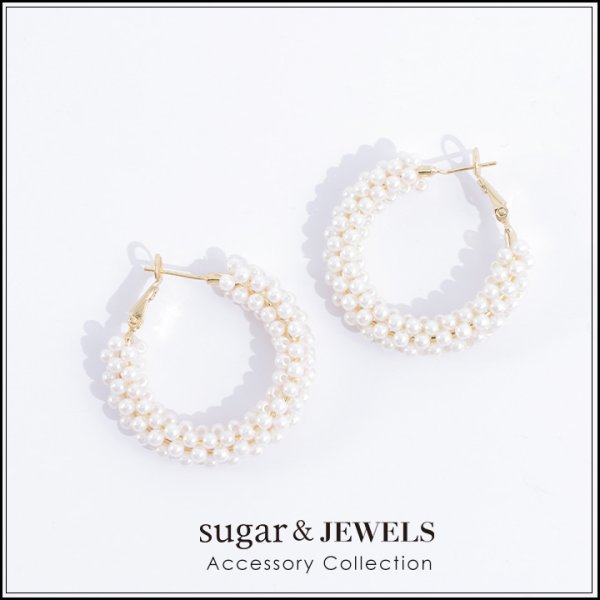 画像2: 【アクセサリー：ピアス】パールフープピアス【1サイズ/1カラー】[OF02] (2)