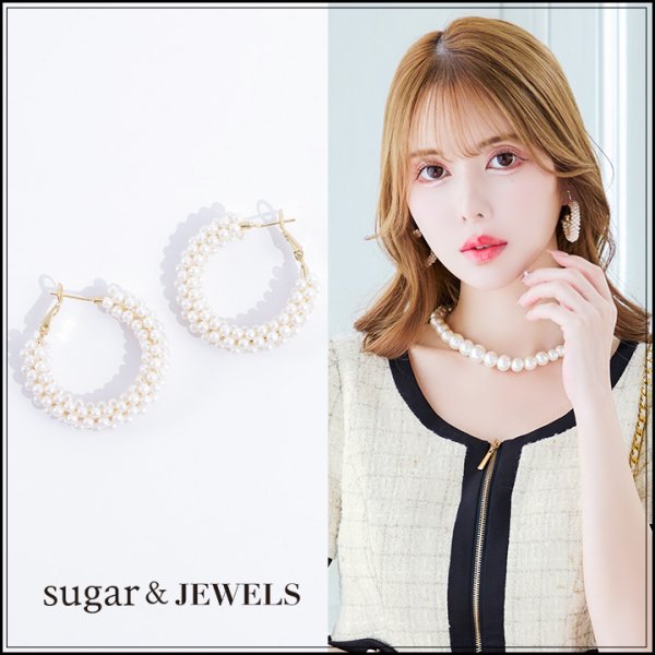 画像1: 【アクセサリー：ピアス】パールフープピアス【1サイズ/1カラー】[OF02] (1)