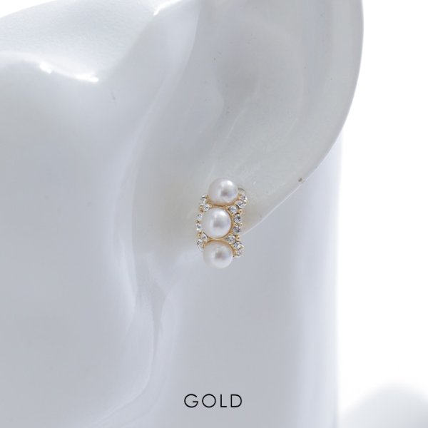 画像2: 【アクセサリー：ピアス】パール/ビジュー/ゴールド/ピアス【Fサイズ/1カラー】[OF08] (2)