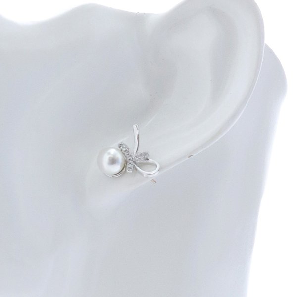 画像5: 【アクセサリー：ピアス】パールビジューリボンピアス【2カラー】[OF08] (5)