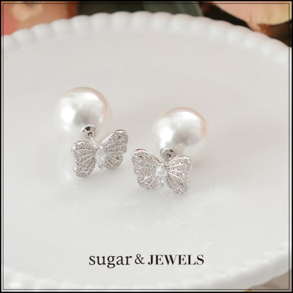 画像2: 【アクセサリー：ピアス】バタフライ大粒パールピアス【1カラー】[OF02] (2)