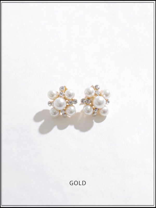 画像2: 【ピアス】ゴールド大粒パールビジューピアス【YN】【Fサイズ/1カラー】[OF02] PI130 (2)