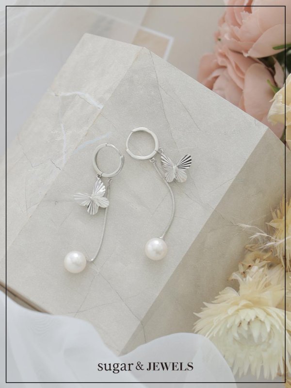 画像2: 【ピアス】バタフライパールロングピアス【Fサイズ/1カラー】[OF02] (2)