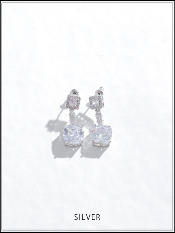 画像2: 【ピアス】スクエアストーンチェーンピアス【Fサイズ/2カラー】[OF02]【YN】 (2)