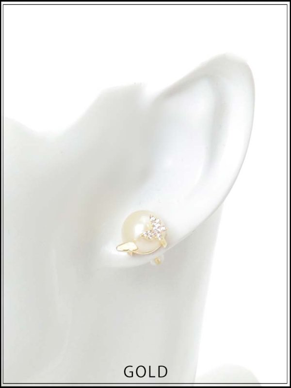 画像2: 【ピアス】ビジューバタフライ大粒パールピアス【Fサイズ/1カラー】[OF02]  (2)